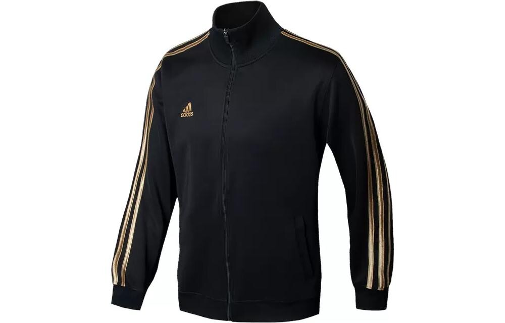 Повседневная куртка в полоску с воротником-стойкой черного цвета Adidas, черный