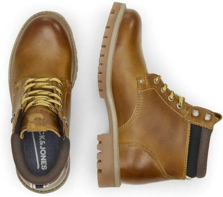 Мужские кожаные ботинки Jack & Jones Jrstatton медового цвета, Honey — фото 4