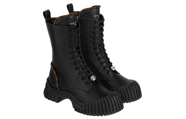 Кроссовки lv circle ruby flat ranger boots 'black with brown monogram' Louis Vuitton, черный — фото 2