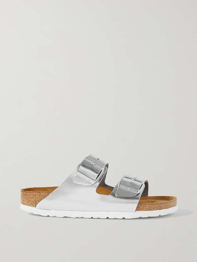 Сандалии из металлизированной кожи Arizona Birkenstock, серебряный