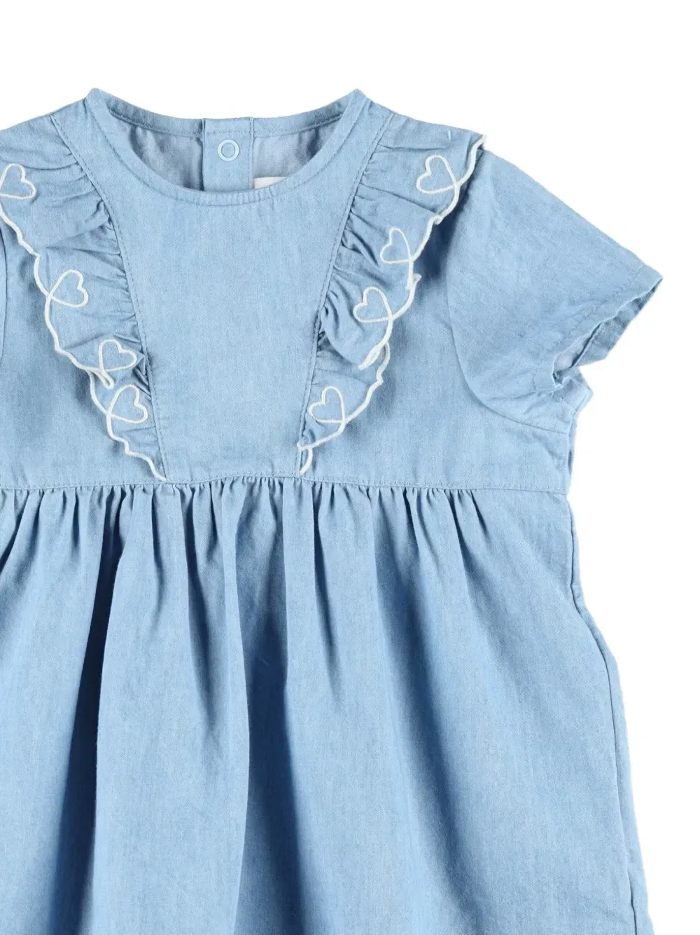 Платье с оборками и вышивкой Petit Bateau, синий — фото 3