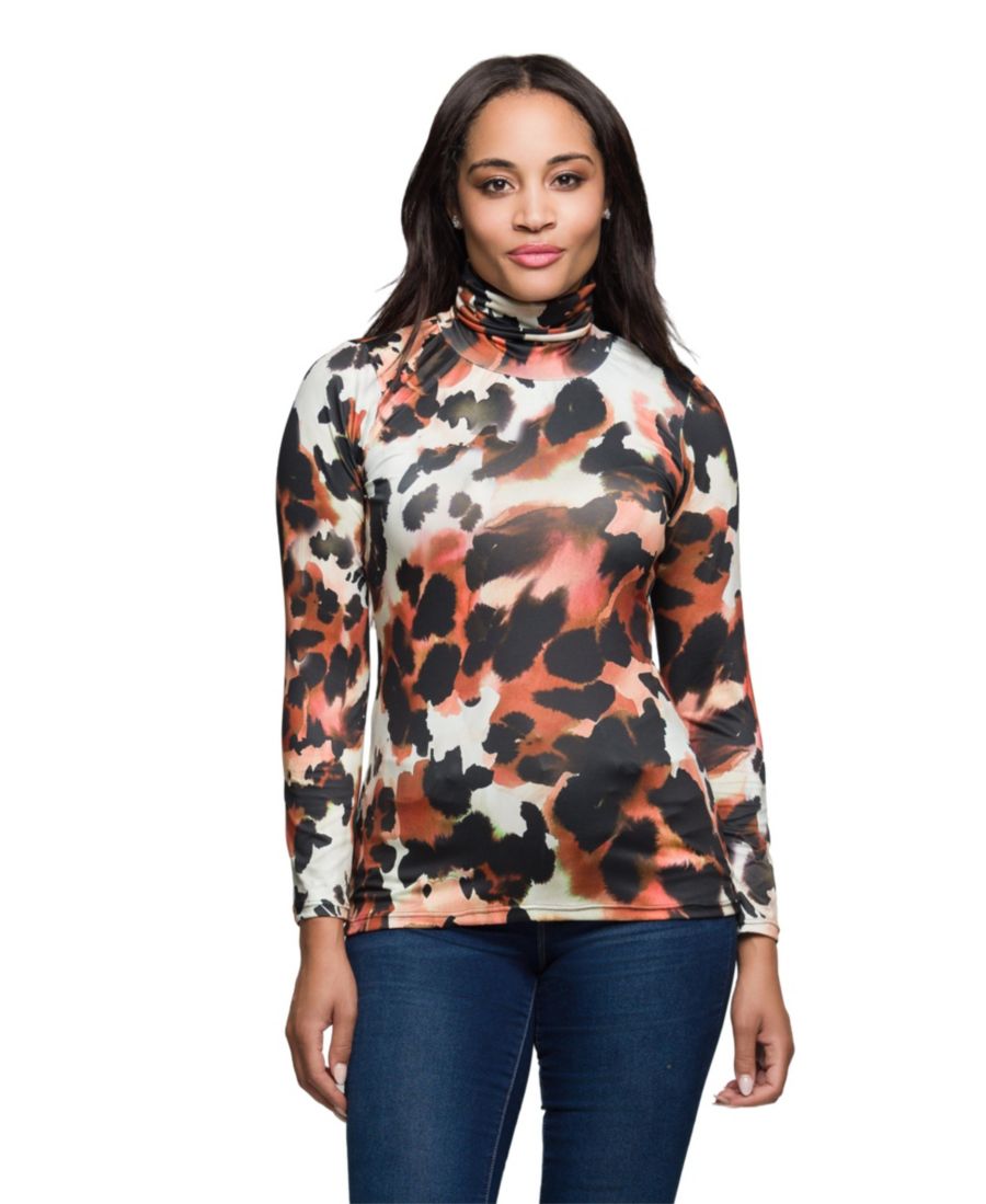 

Женская водолазка с длинными рукавами 24seven Comfort Apparel, Brown Multi