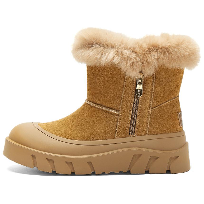 NINE WEST Женские короткие зимние сапоги бежевые с меховой подкладкой, цвет Beige (Fur-Lined) — фото 3