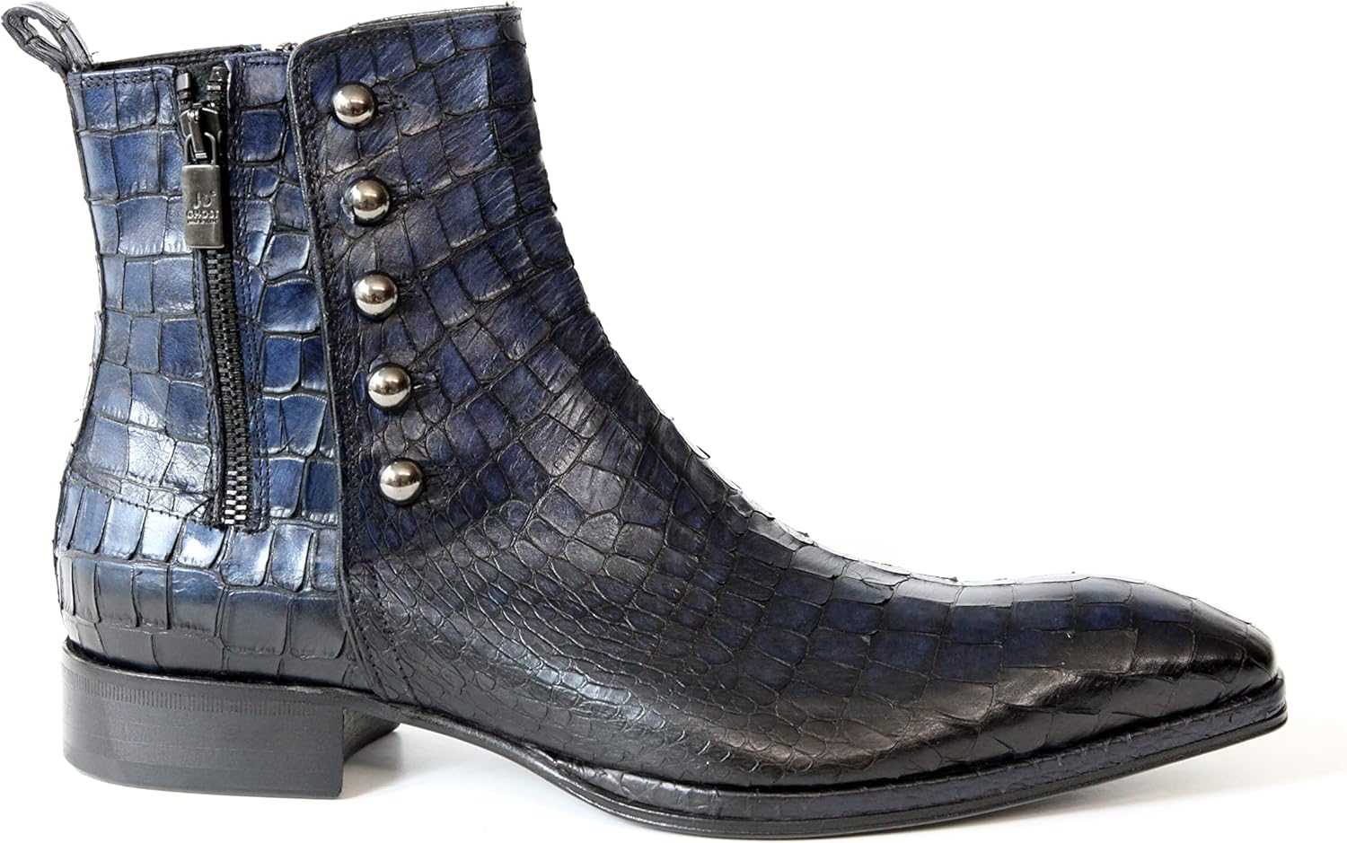 

Ботинки Jo Ghost 2720 из итальянской кожи с тиснением под крокодила с молнией и пуговицами, синий