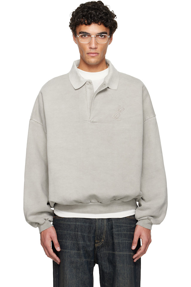 

Fear Of God Essentials Классическая поло серого цвета с вышивкой