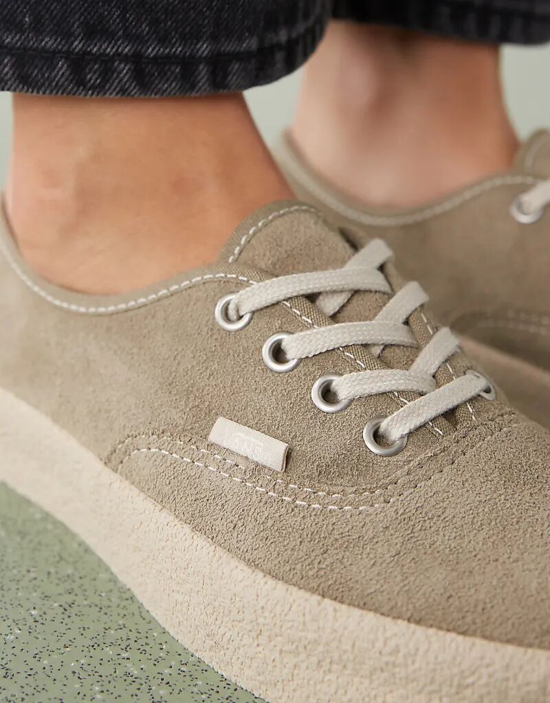 Кроссовки Vans Authentic из замши светло-зеленого цвета с креповой подошвой — фото 4