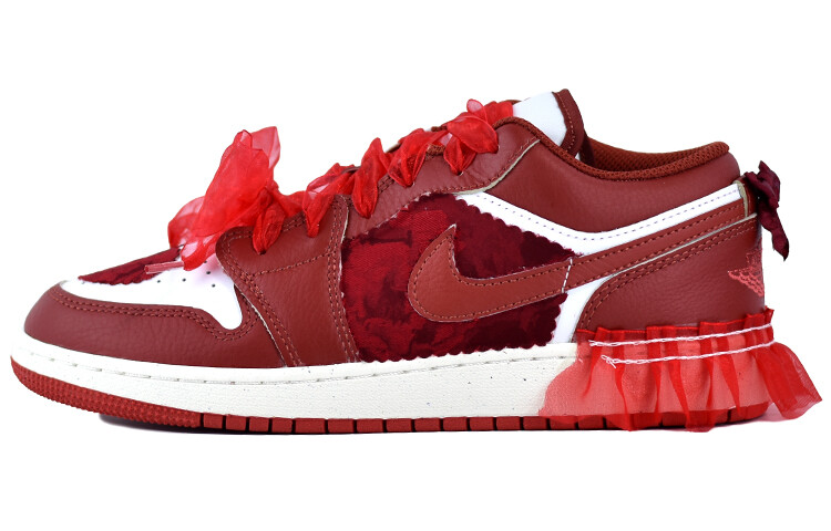 

Кроссовки Air Jordan 1 Vintage Basketball Shoes Women's Low-top Red/White, темно-красный