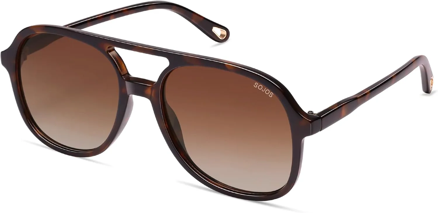 

Солнцезащитные очки-авиаторы SOJOS в стиле ретро с поляризацией, классические, винтажные, квадратной формы, 70-80-е годы, модель SJ2174, Brown Tortoise/Gradient Brown