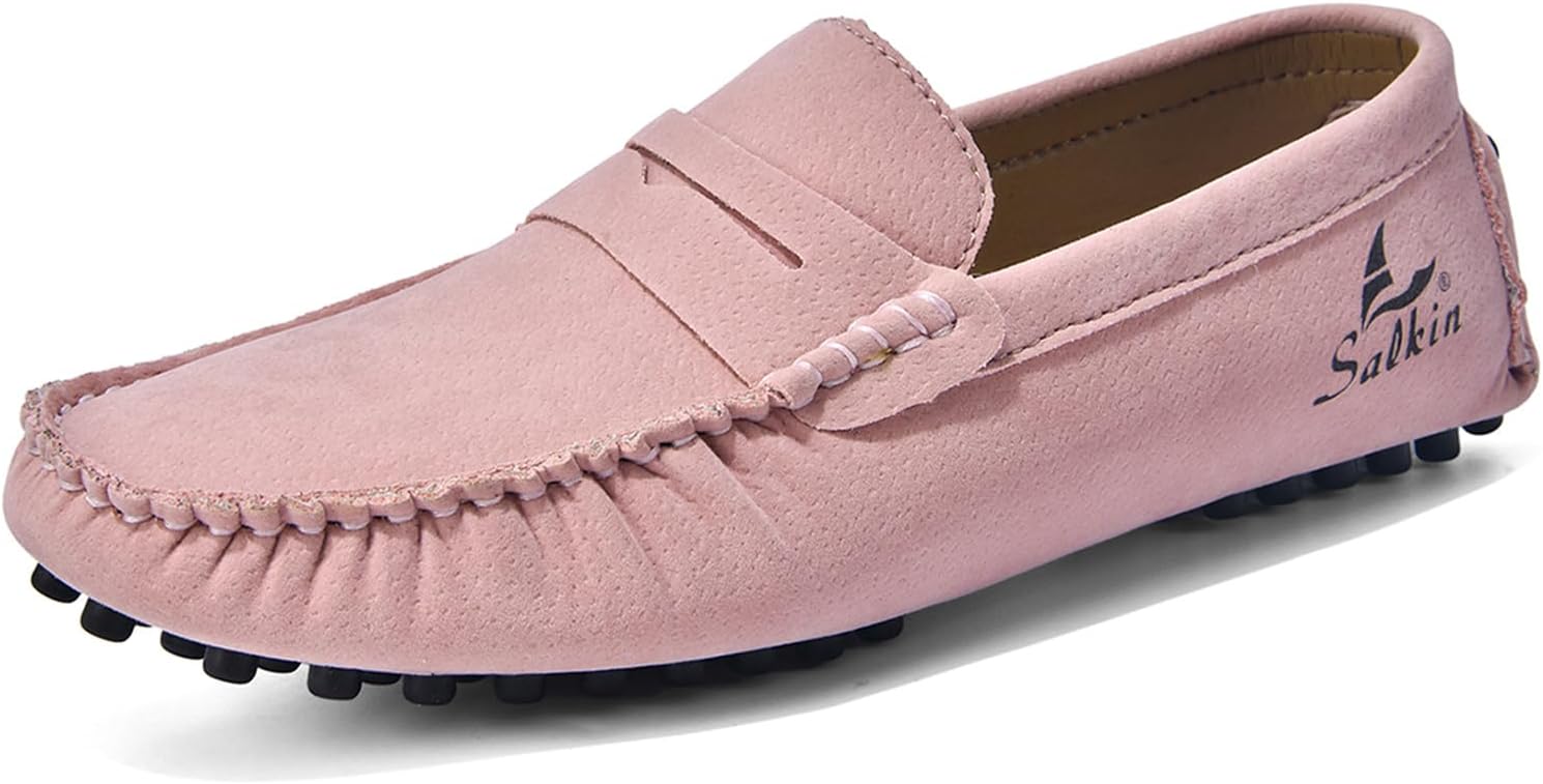 

Мужские замшевые кожаные слипоны TIXEWSJH, лоферы с монетницей, повседневные, легкие, мягкие, дышащие, с круглым носком, противоскользящие, мокасины, лодочные туфли для выходных, офиса, вечеринки, свадьбы и торжественных мероприятий, Pins