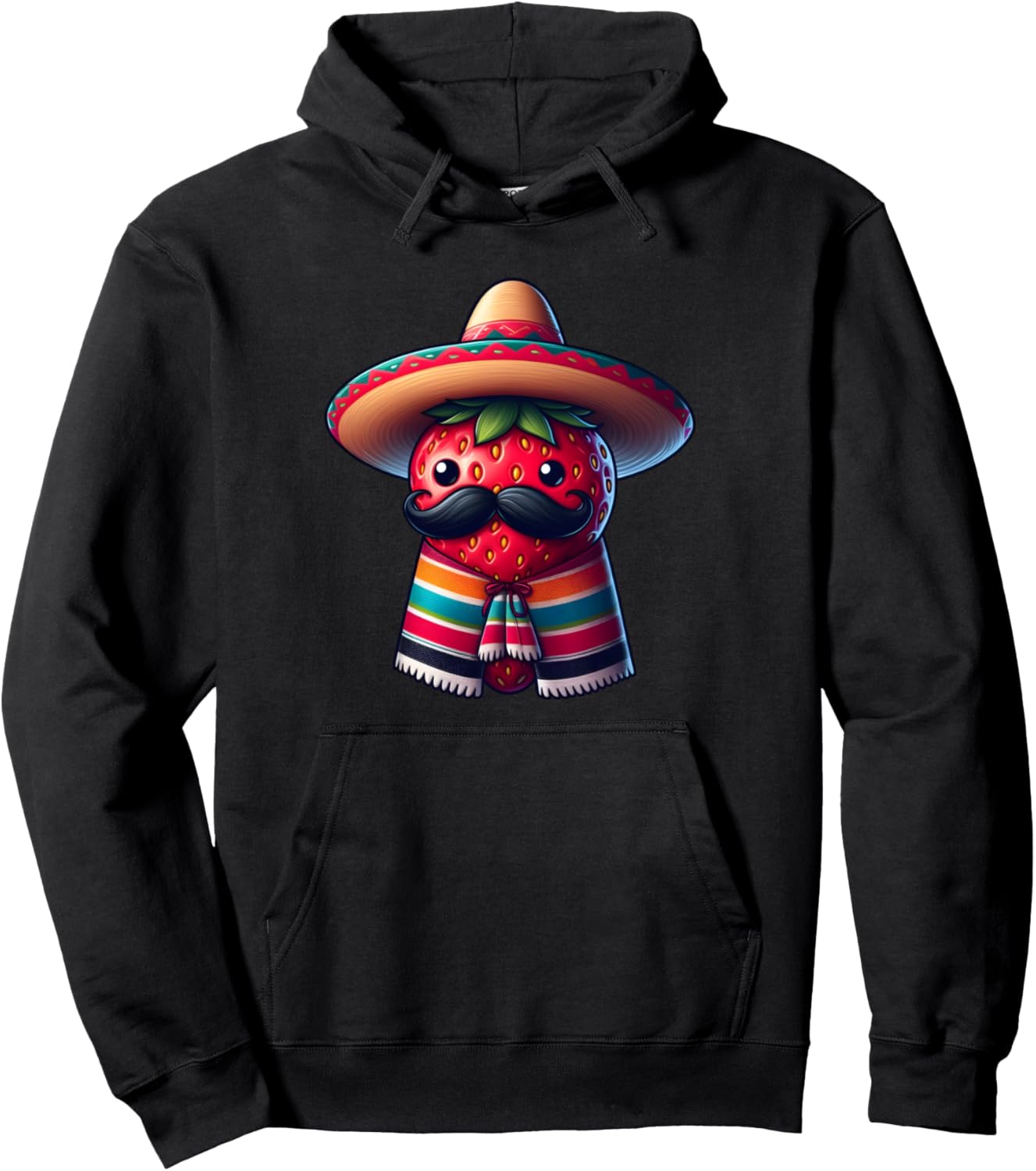 

Толстовка с усами и клубничными усами Cinco de Mayo Cinco De Mayo Strawberry Fiesta Collection, черный