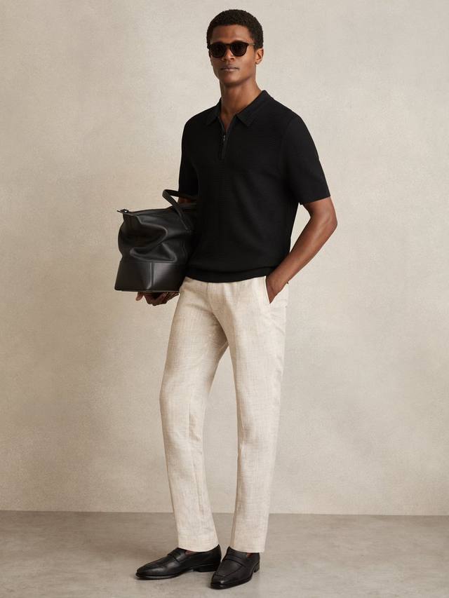 

Текстурированная поло Regis с коротким рукавом и полузастёжкой Reiss, Black