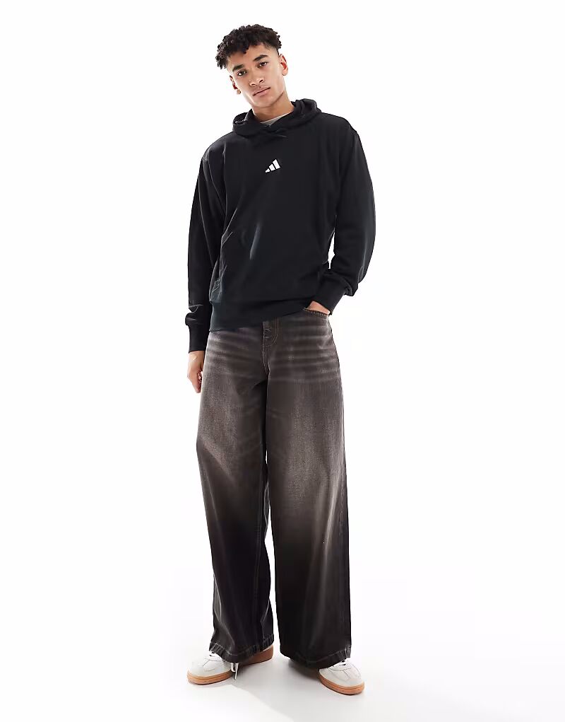 

Толстовка Adidas Essentials feelcozy из французского трикотажа в черном / белом цвете Adidas Performance