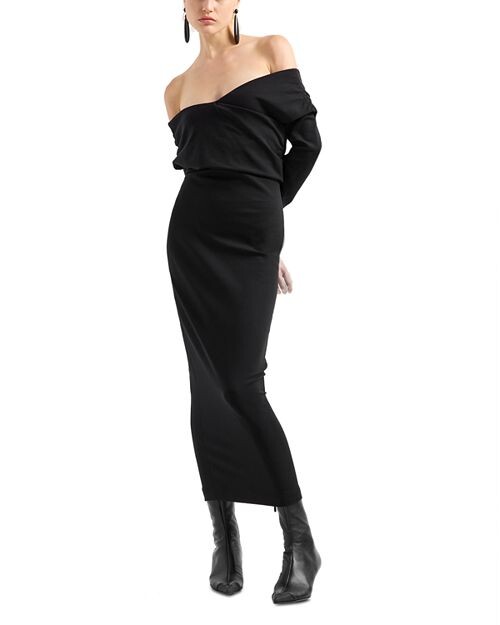 

Платье с открытыми плечами Emporio Armani, цвет Black