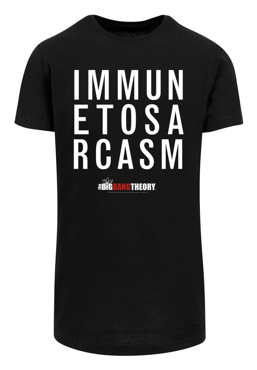 

Футболка с принтом LONG CUT SHIRT 'BIG BANG THEORY IMMUNE TO SARCASM' F4NT4STIC, черный