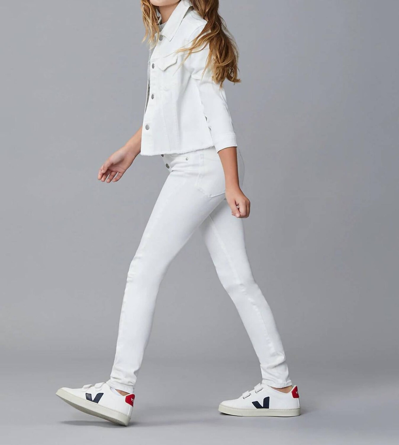 Белые джинсы с высокой посадкой Girls Chloe DL1961 - Kids', белый — фото 3