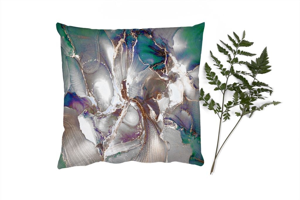 

MuchoWow Декоративная подушка Диванная подушка Декоративная подушка для гостиной 60 x 60 см Золото - Синий - Мрамор - Чехол на подушку - Хлопчатобумажная ткань - Декоративные наволочки