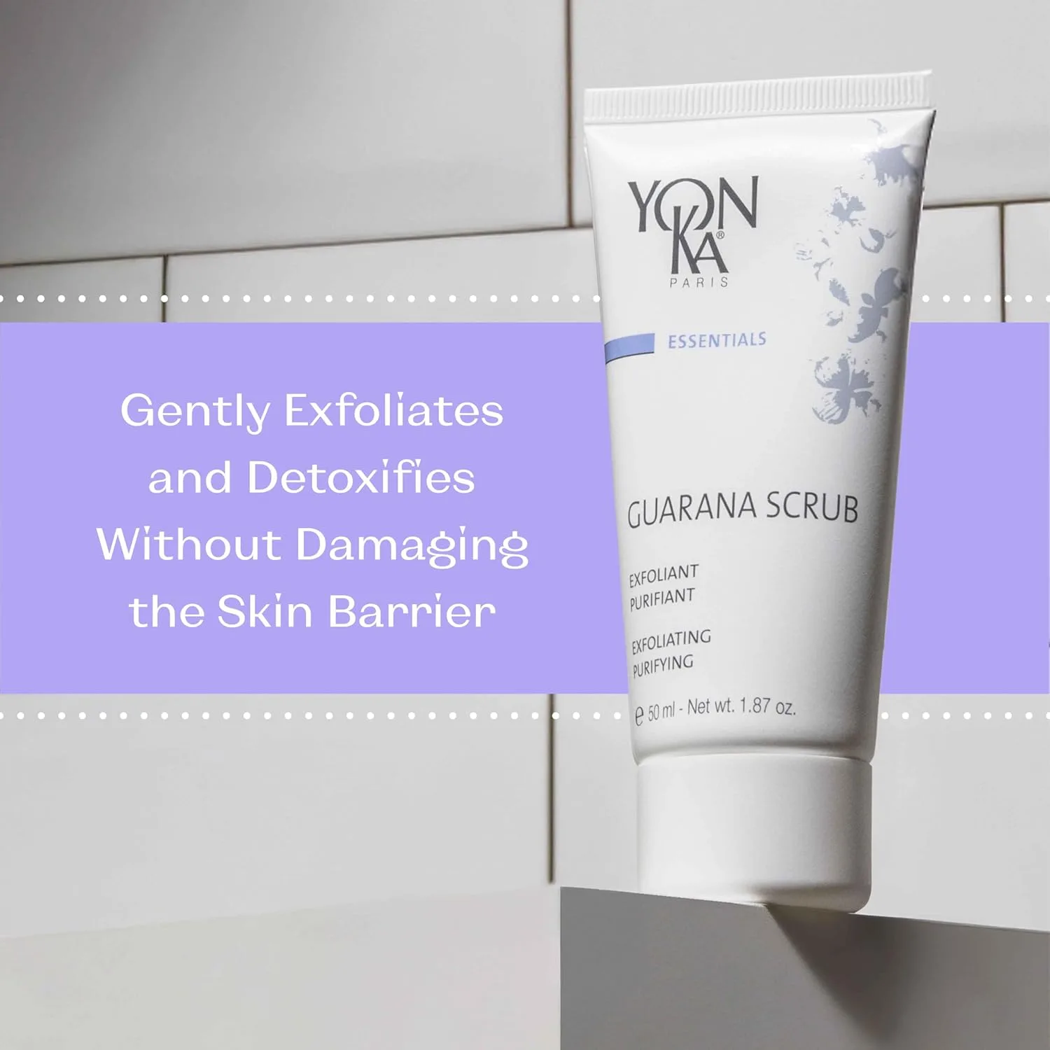 Yon-Ka Guarana Scrub, нежный отшелушивающий очищающий гель для лица с рисовыми отрубями и семенами гуараны, сужает поры, детоксифицирует и освежает кожу, для чувствительной и склонной к акне кожи, 55 мл 50 мл (1 шт.) Yonka — фото 4