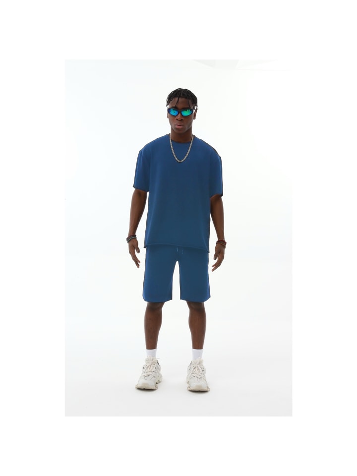 

Мужской летний комплект - футболка и короткие брюки синего цвета Ossy Homer, Синий, Мужской летний комплект - футболка и короткие брюки синего цвета Ossy Homer