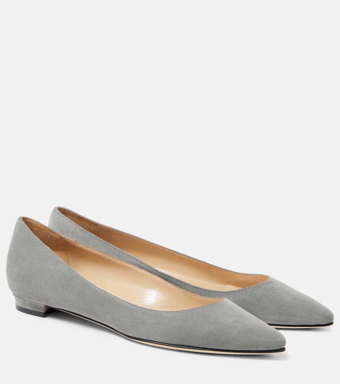 Балетки Lanza BB из замши Manolo Blahnik, серый