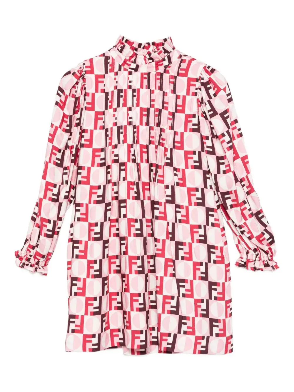 

Платье с оборками и принтом Fendi Kids, розовый