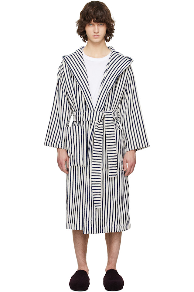 

Tekla Халат с капюшоном из махровой ткани кремового и темно-синего цвета