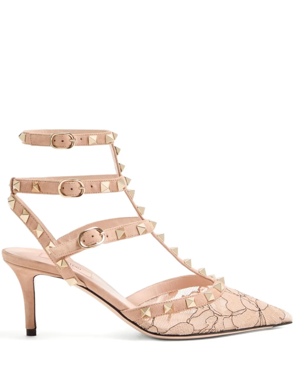 Кружевные туфли Rockstud 65 с заклепками Valentino Garavani, розовый
