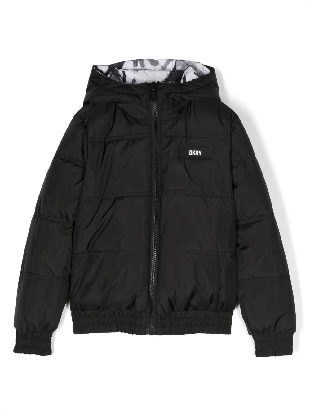 Двусторонний пуховик с логотипом Dkny Kids, белый — фото 4