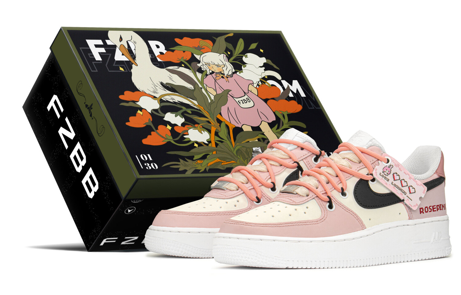 

Кроссовки Nike Air Force 1 Skateboard Shoes Women's Low-Top Pink Beige