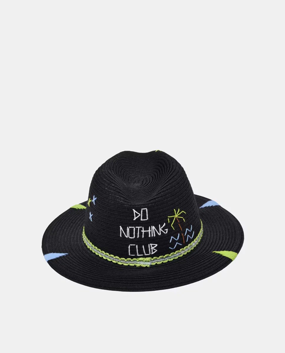 

Соломенная шляпа с надписью The hat gang, мультиколор