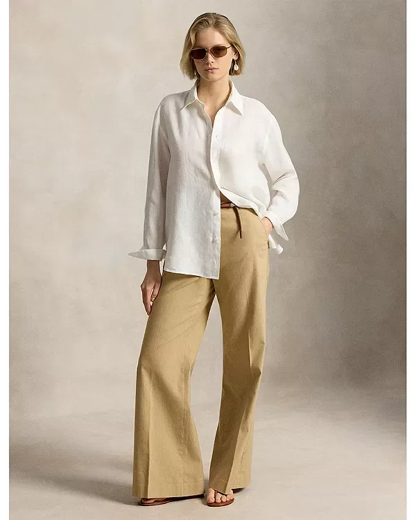 Эластичные широкие брюки-клеш Ralph Lauren, Camel — фото 2