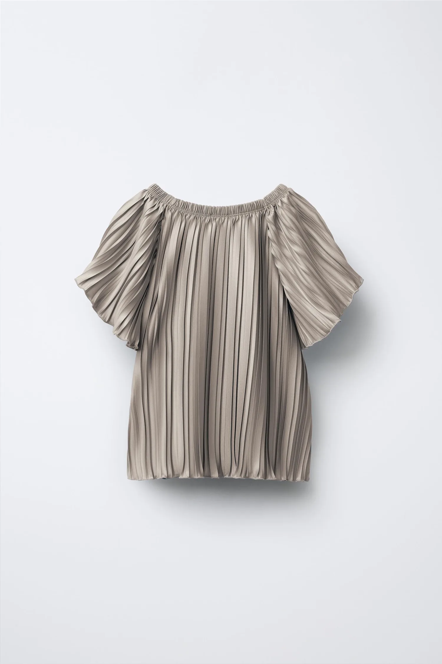 Складочная футболка Zara, бежевый — фото 2