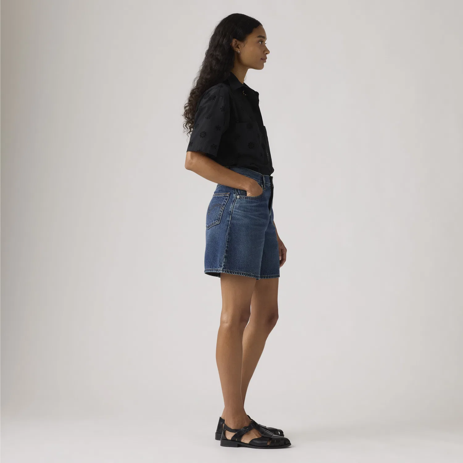 Женские легкие шорты свободного кроя с высокой посадкой Levi's, Dark Wash — фото 4