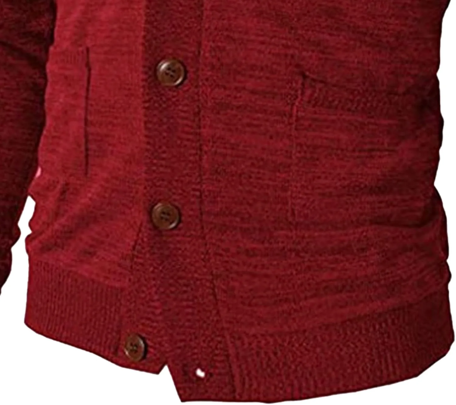 Мужской кардиган V-образным вырезом Slim Fit с кабельной вязкой и карманами — фото 3
