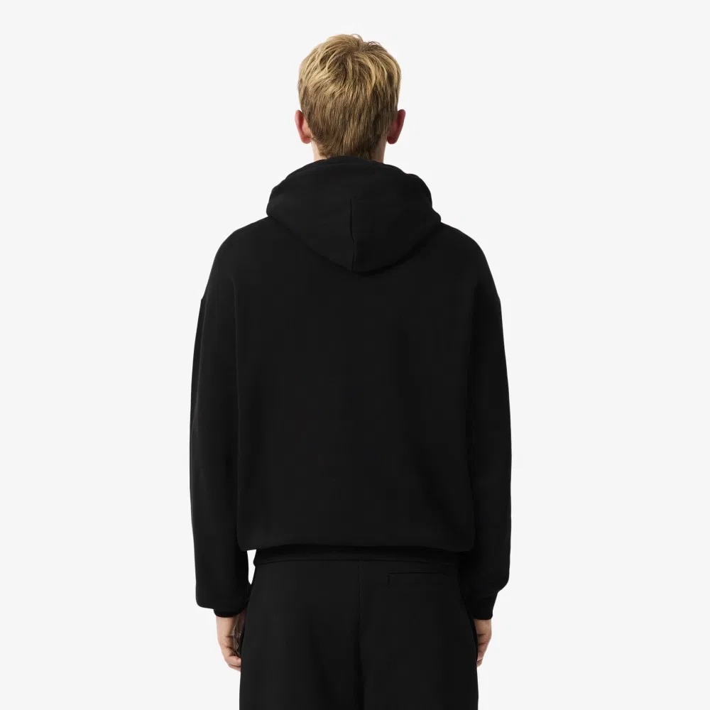 Мужское худи с графикой теннисного корта, чёрное, от Lacoste — фото 3