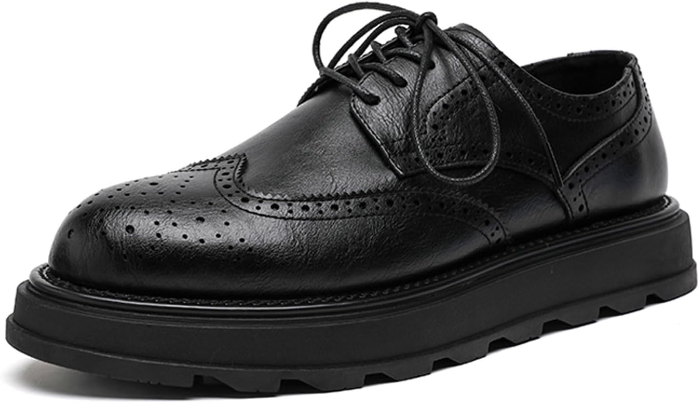 

Мужские кроссовки Brogue Dress с классическим округлым носком, платформой и крыловидной отделкой, деловые оксфорды Wingtip, легкие противоскользящие повседневные деловые дерби Xhognls, черный
