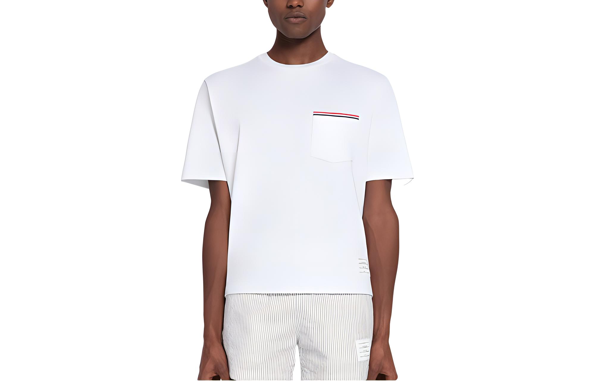 

Футболка с коротким рукавом и круглым вырезом THOM BROWNE, белый