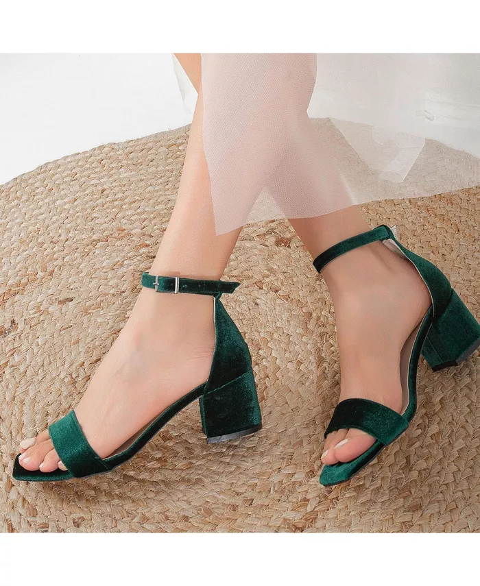 Сандалии Iva на низком квадратном каблуке Forever & Always Shoes, зеленый — фото 4