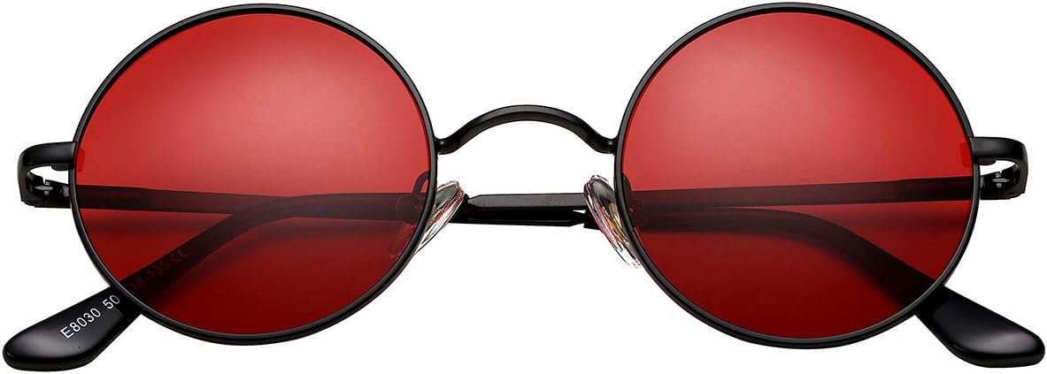 

Классические круглые солнцезащитные очки в стиле ретро, ​​поляризованные солнцезащитные очки в стиле хиппи, маленькие круглые солнцезащитные очки PORADAY, Black/Clear Red