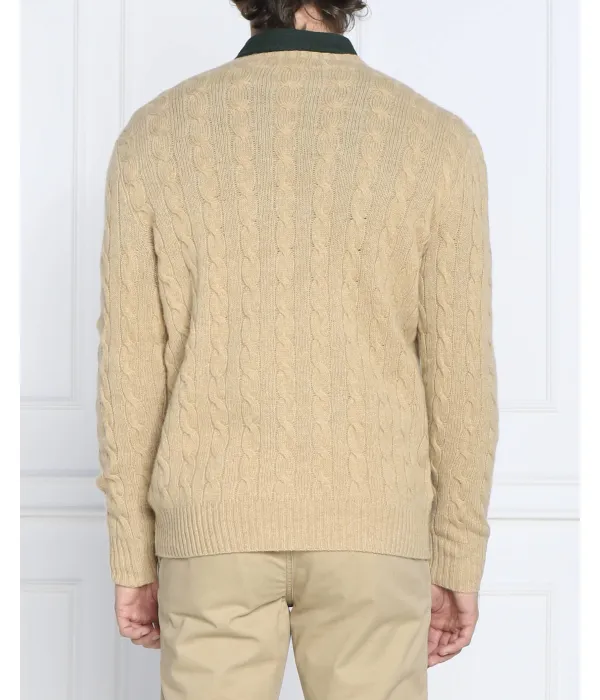Шерстяной свитер Slim fit Polo Ralph Lauren, коричневый — фото 4