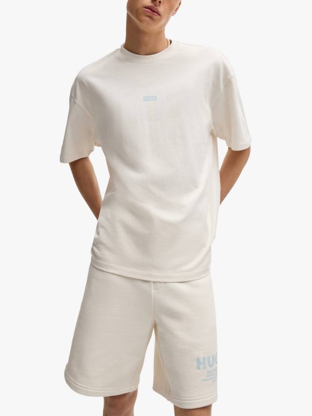 

Хлопчатобумажная футболка с логотипом regular fit с коротким рукавом HUGO BOSS, цвет Open White