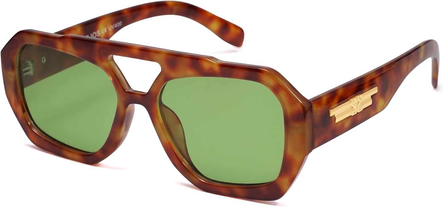 

Солнцезащитные очки-авиаторы SOJOS Trendy для женщин и мужчин, поляризованные, шестиугольная квадратная форма, двойная перемычка, дизайнерский дизайн, модель SJ2288, Yellow