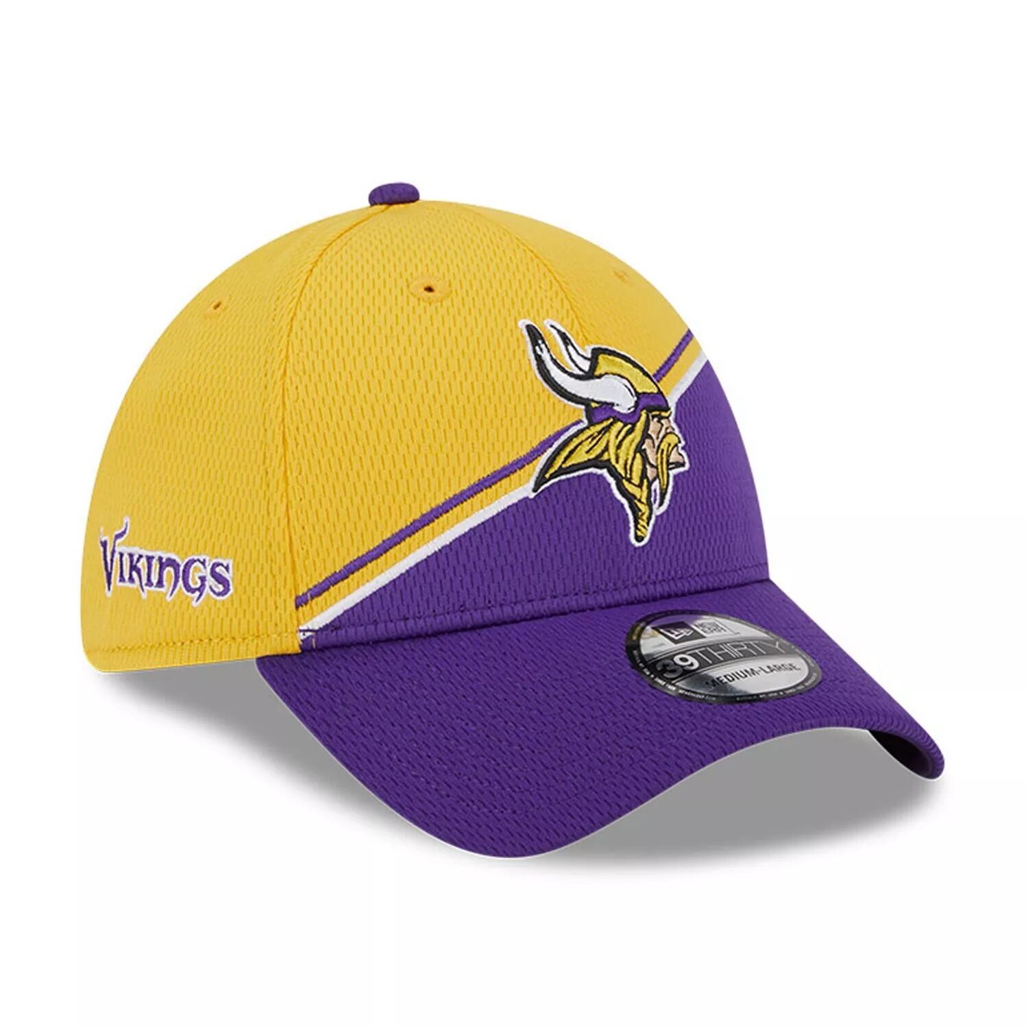 

Мужская кепка New Era Gold/Purple Minnesota Vikings 2023 Sideline 39THIRTY Flex Hat