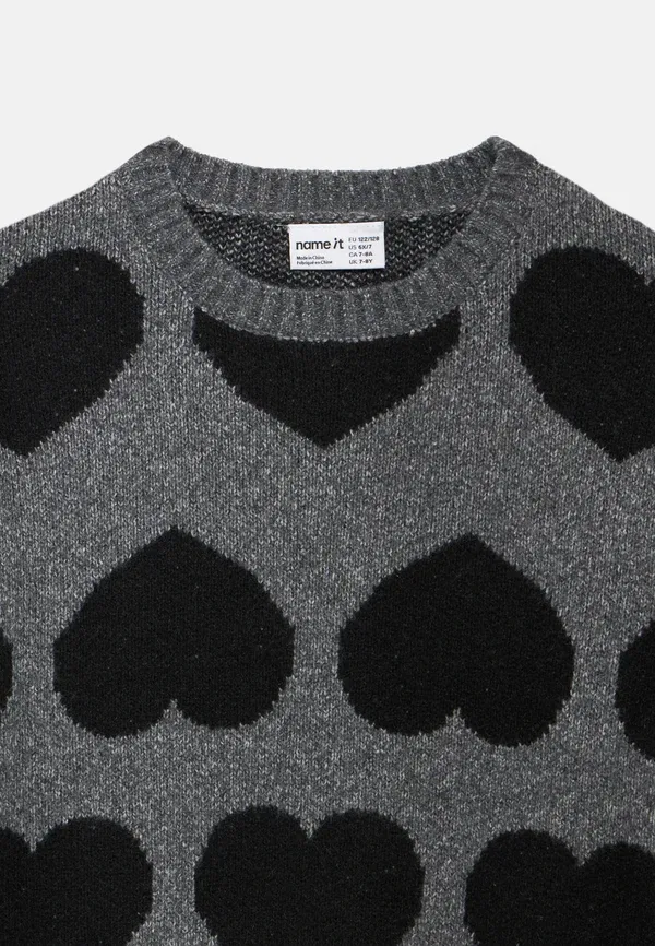 Джемпер свободного кроя Nkfbrena ls loose jumper Name It, тёмно-серый меланж — фото 4
