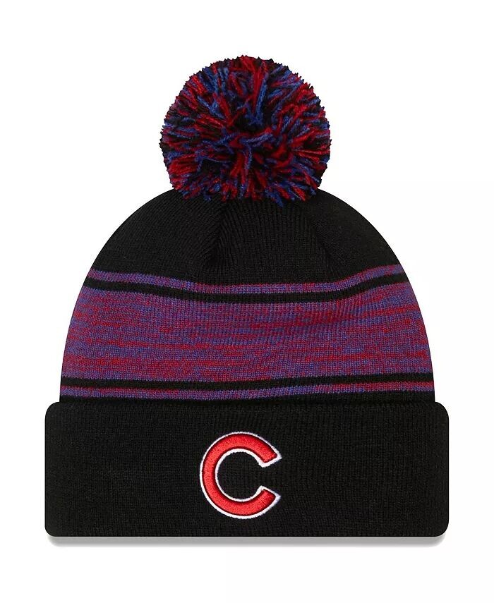

Мужская черная вязаная шапка Chicago Cubs с манжетами и помпоном New Era