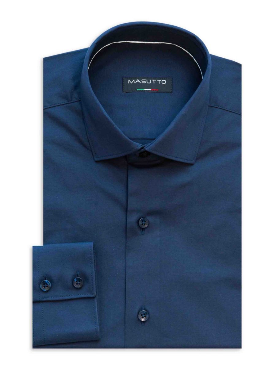 

Рубашка классического кроя с однотонным узором Masutto, цвет Navy Blue