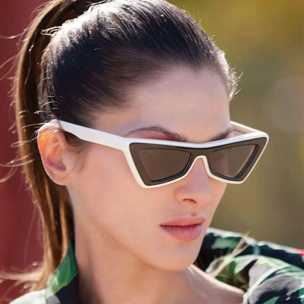 

Солнцезащитные очки «кошачий глаз» для женщин, модные полосатые солнцезащитные очки с кристаллами, роскошные женские солнцезащитные очки TYUVIVO, Beige Gray