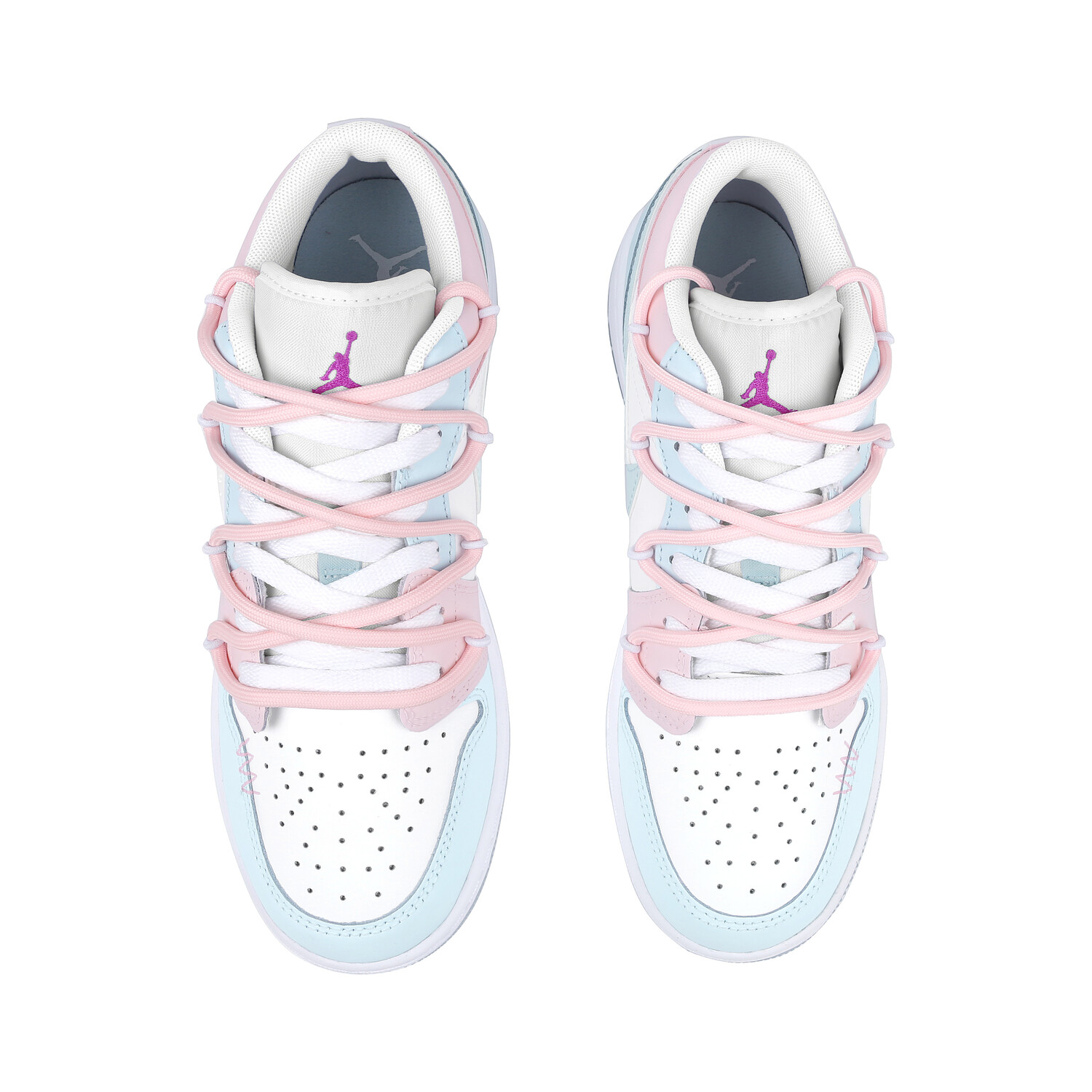 Кроссовки Air Jordan 1 Vintage Basketball Shoes Women's Low-top White/Blue/Pink, белый — фото 2