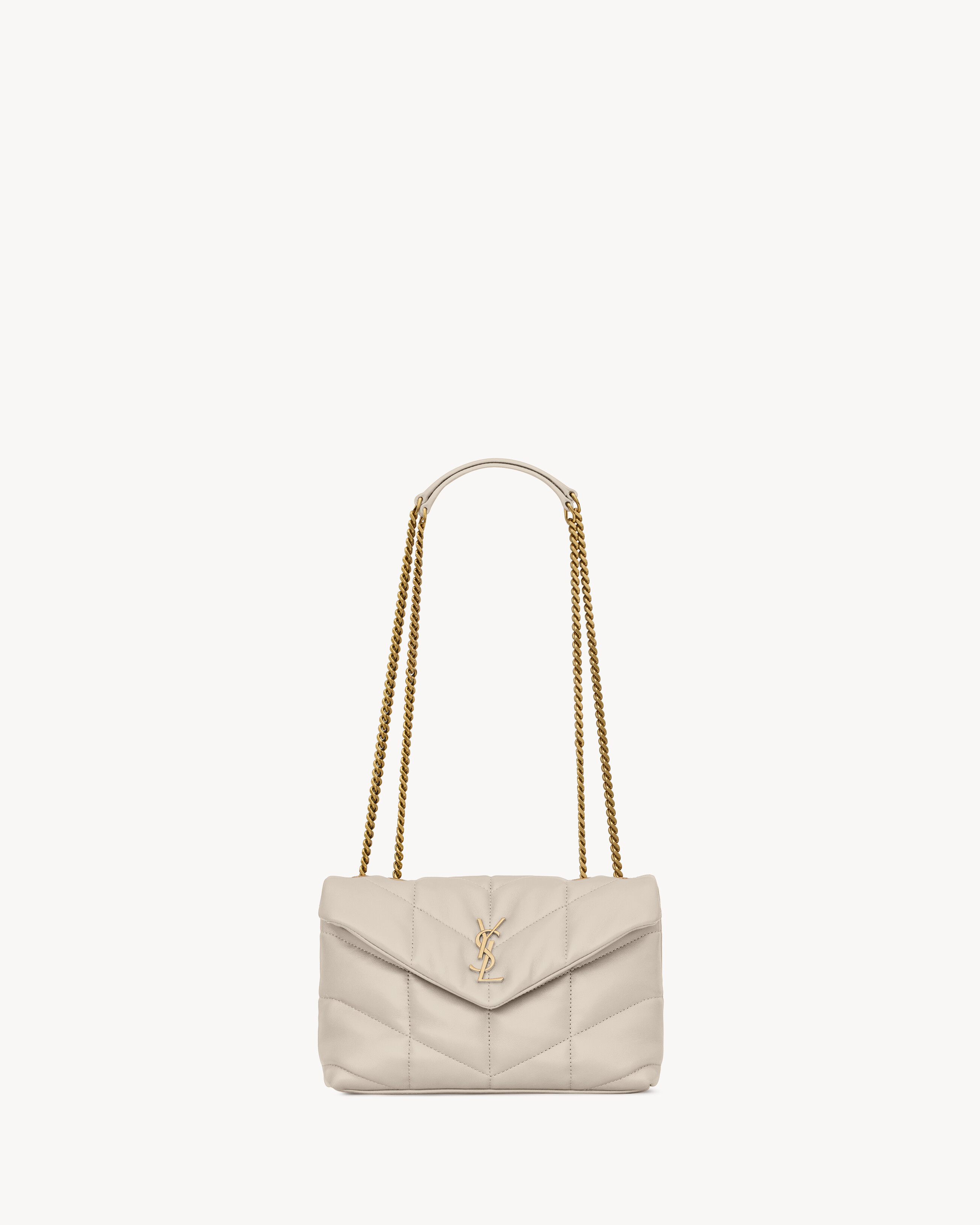 

Мини-сумка Паф в овечьей коже Saint Laurent, белый