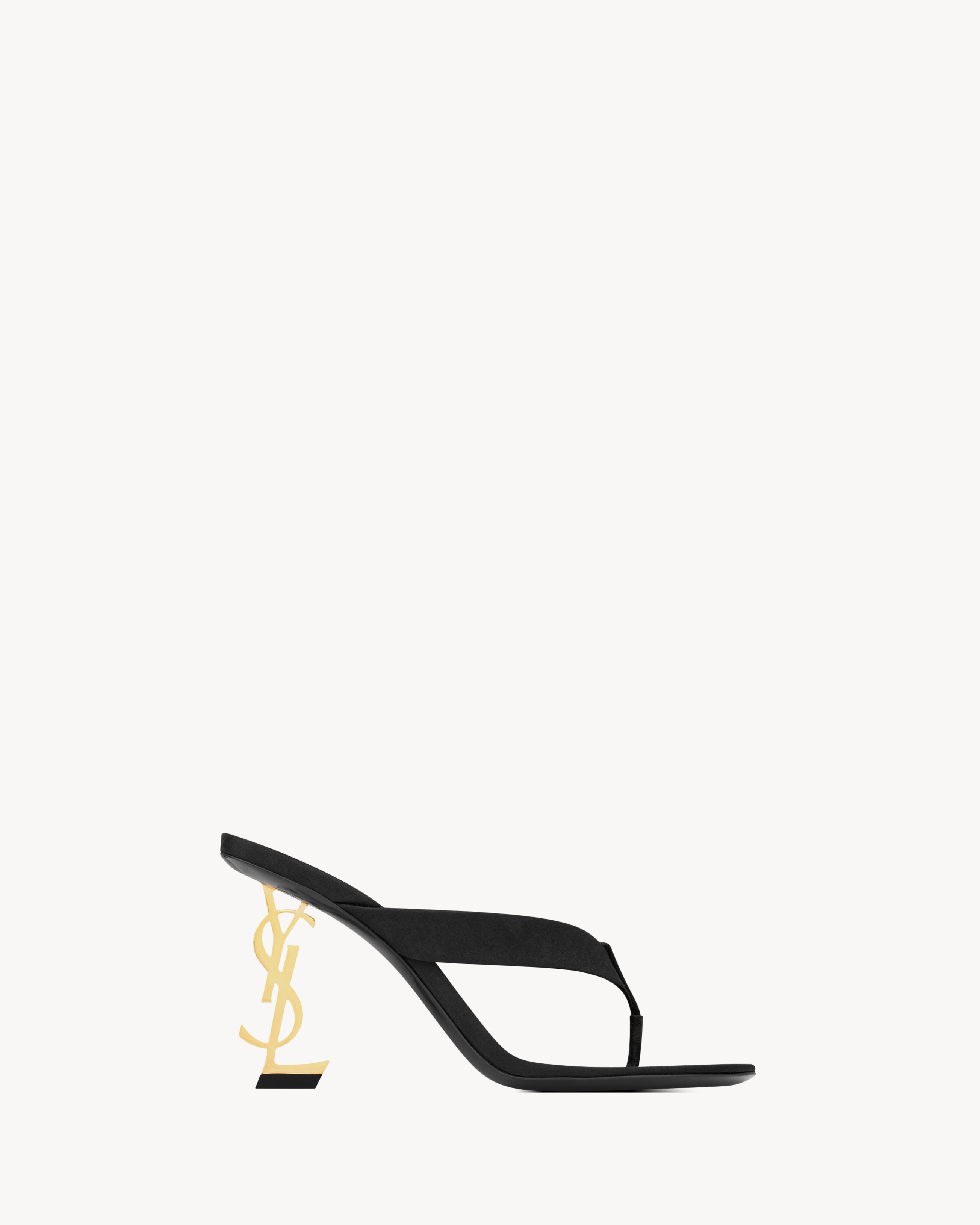 Мюли OPYUM из атласного крепа Saint Laurent, черный