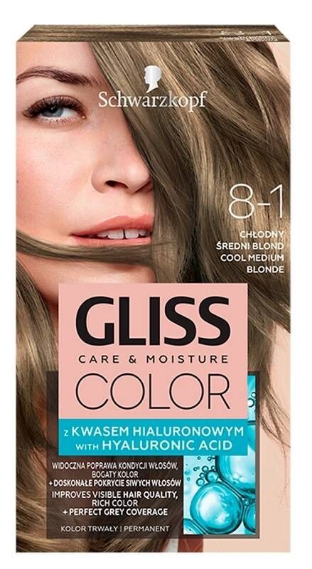 

Schwarzkopf Gliss Color 8-1 Chłodny Średni Blond краска для волос, 1 шт.